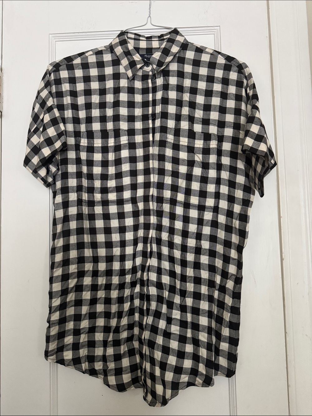 Madewell Black & White Gingham Short-Sleeve Mini Dress